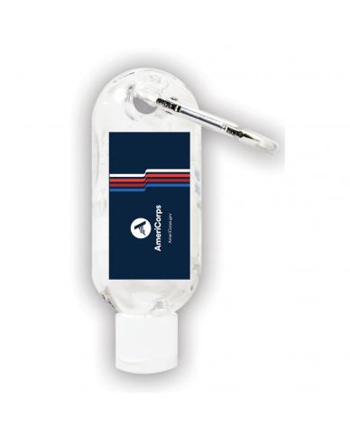 AmeriCorps  USA Made 1.9 oz. Clear Aloe Bottle Hand Sanitizer w/Carabiner - Blue with white logo